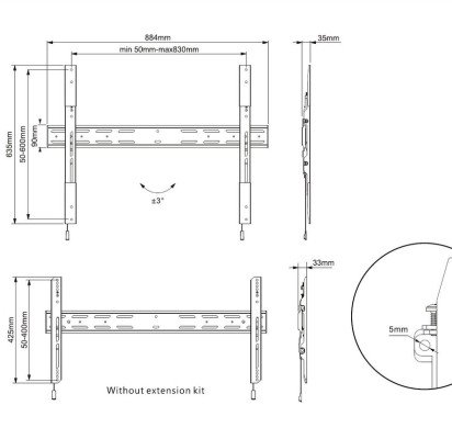 M Universal Wallmount Fixed X Large