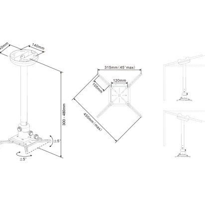 M Universal Projector Ceiling Mount 300-480 with Finetune